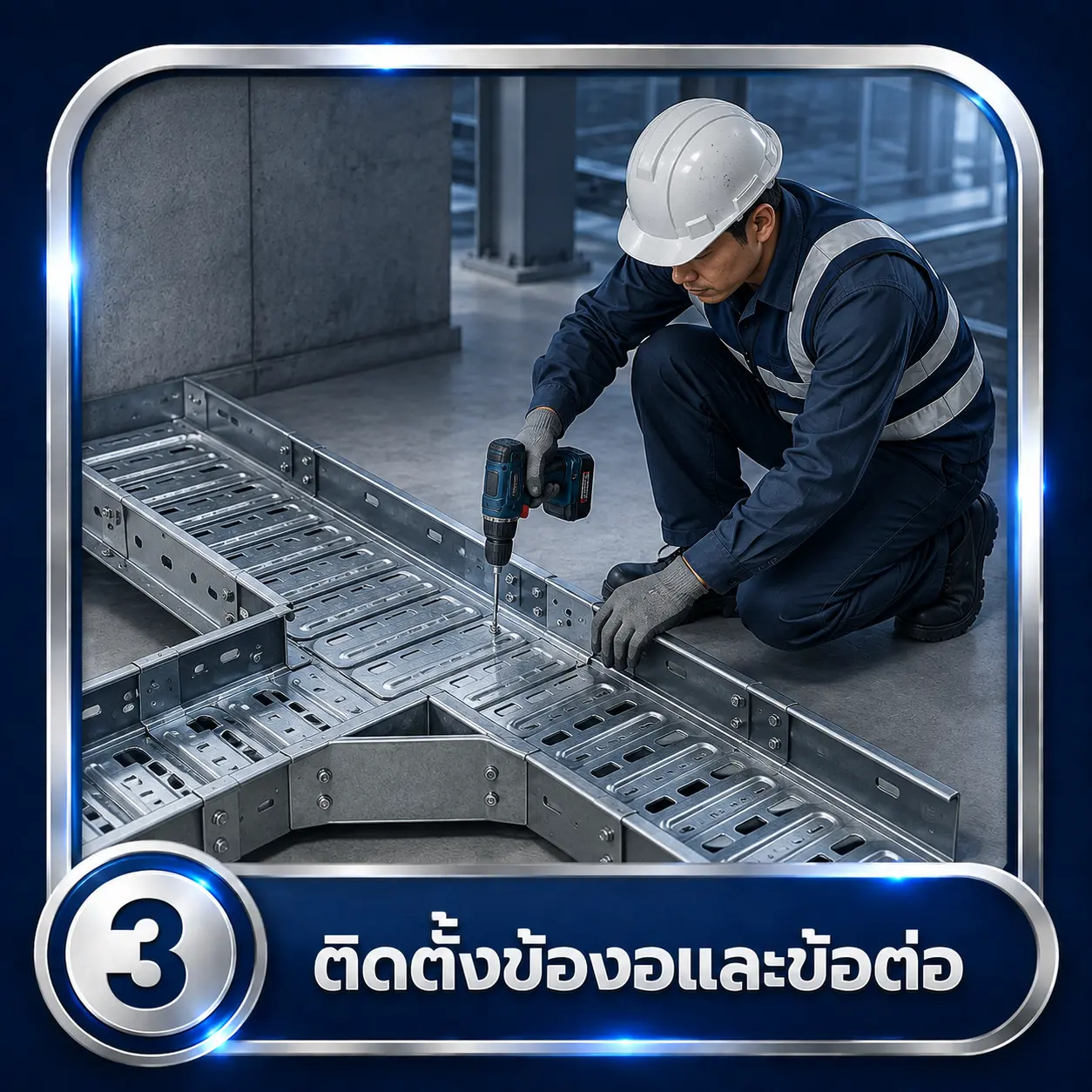 ติดตั้งข้องอและข้อต่อรางเดินสายไฟ
