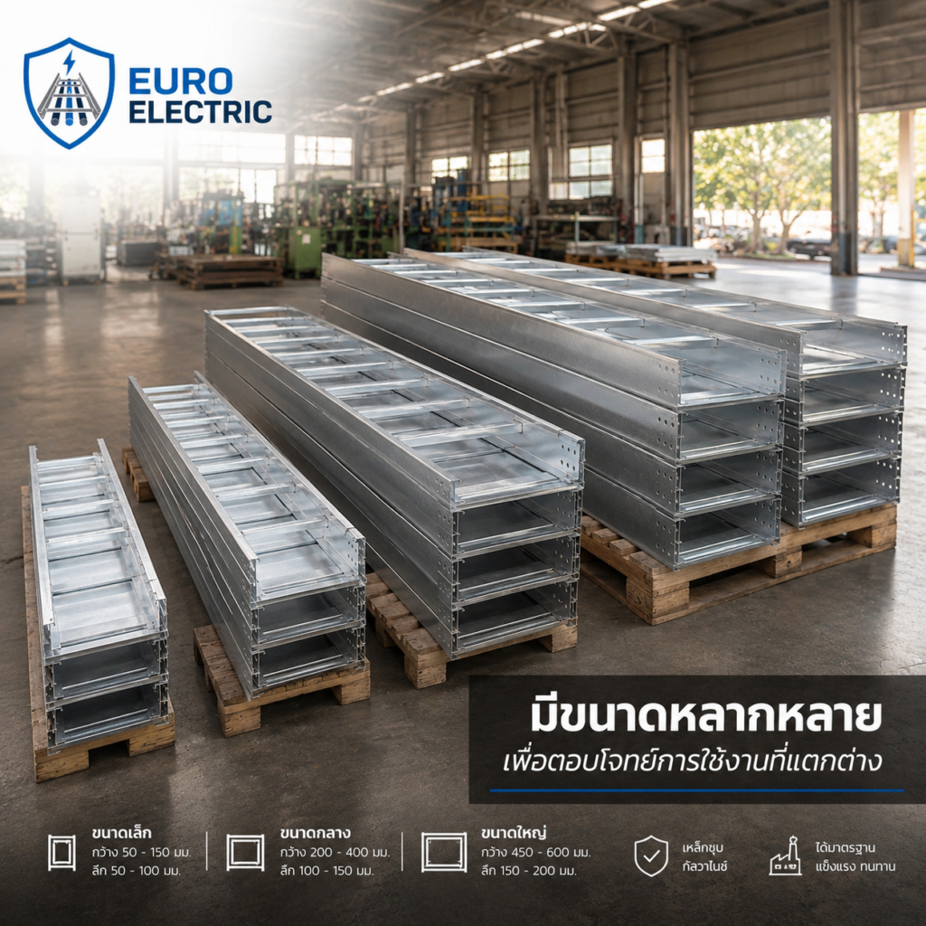 รางเดินสายไฟมีขนาดหลากหลาย